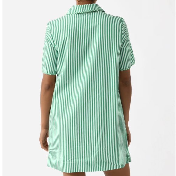 English Factory Striped Binded Wide Sleeve Mini Dress Kelly Green - Picture 2 of 13